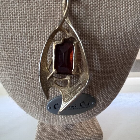 Vintage Sara Coventry Gold Tone Necklace & Clip Earrings Set Amber Stone - Picture 5 of 7